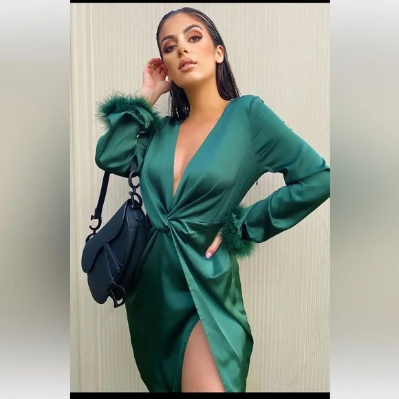 Fashion Nova | Dresses | Nye Satin Green Long Sleeve Mini Dress Fasion Nova  Tainted Love | Poshmark